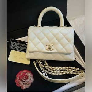 *SOLD* Extra mini Coco handle Iridescent Ivory White LGHW